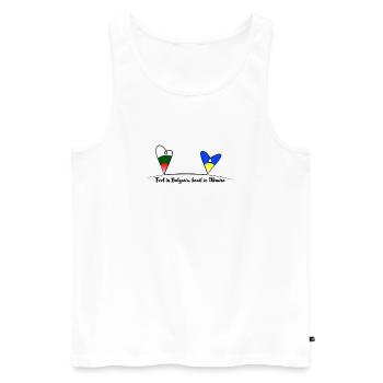 Feet in Bulgaria, heart in Ukraine - Männer Premium Bio Tank Top - Weiß - Vorne - Michal (187cm)