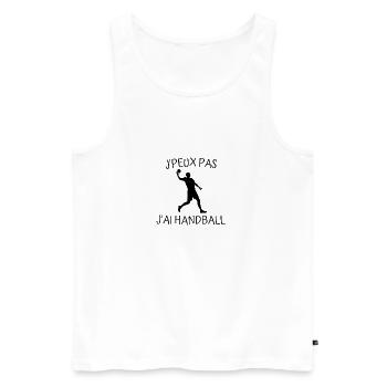J'peux Pas J'ai Handball - Cadeau Sport Humour - Débardeur bio Premium Homme - blanc - Devant - AI Model Male 178 light (178cm)