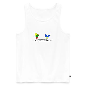 Feet in Lithuania (Lietuva), heart in Ukraine - Männer Premium Bio Tank Top - Weiß - Vorne - AI Model Male 178 light (178cm)