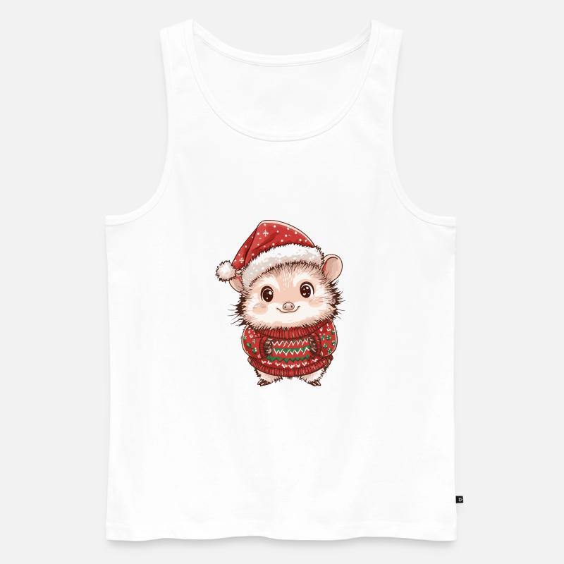 Igel Weihnachten Comic - Männer Premium Bio Tank Top - Weiß