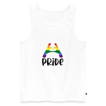 PROUD HEARTS LOVE LOVE LBGT QUEER SAYINGS - Men's Premium Organic Tank Top - white - Front - Michal (187cm)