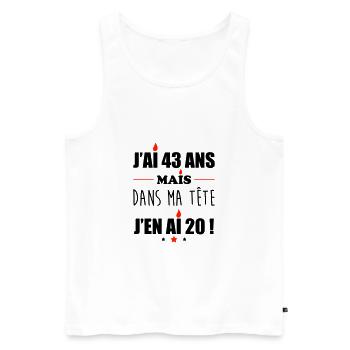 Pas 43 ans anniversaire, cadeau d'anniversaire - Débardeur bio Premium Homme - blanc - Devant - Michal (187cm)