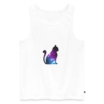Galaxy Chat cadeau de l’espace - Débardeur bio Premium Homme - blanc - Devant - Michal (187cm)