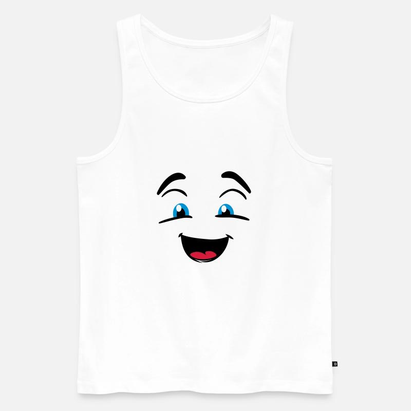 Lachendes Gesicht - Männer Premium Bio Tank Top - Weiß