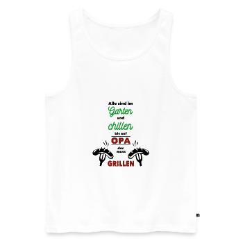 Opa muss grillen - schwarz - Männer Premium Bio Tank Top - Weiß - Vorne - Michal (187cm)
