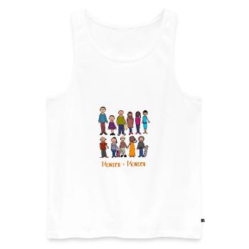 Mensch = Mensch - Männer Premium Bio Tank Top - Weiß - Vorne - Michal (187cm)