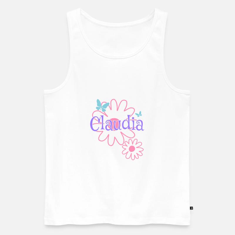 Claudia Name Mädchenname Gänseblümchen - Männer Premium Bio Tank Top - Weiß