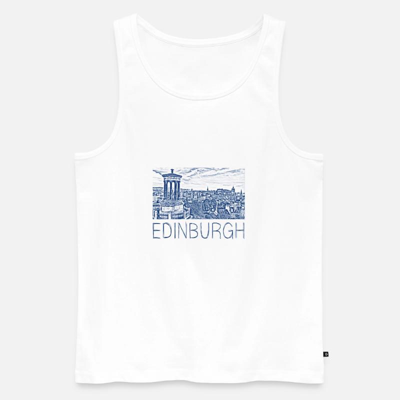 Stiftzeichnung Edinburgh - Männer Premium Bio Tank Top - Weiß