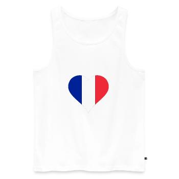 Coeur - France - Drapeau - Débardeur bio Premium Homme - blanc - Devant - AI Model Male 178 light (178cm)