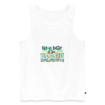 VACANCES VACANCES À LA PLAGE PALMIERS MOTIF DE VOYAGE DU SOLEIL - Débardeur bio Premium Homme - blanc - Devant - Michal (187cm)
