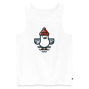 Mouette de la mer du Nord avec bonnet T-shirt - Débardeur bio Premium Homme - blanc - Devant - Michal (187cm)