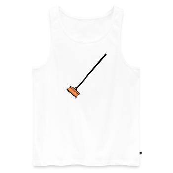 Broom, hand-drawn. Cleaning lady, garbage man - Men's Premium Organic Tank Top - white - Front - AI Model Male 178 light (178cm)