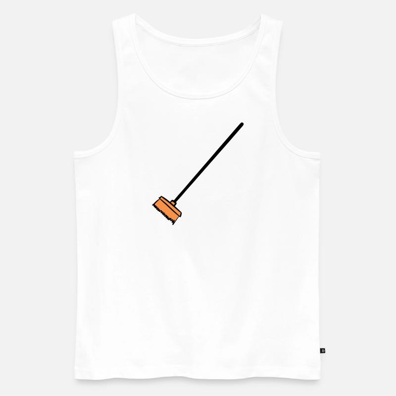 Besen, handgezeichnet. Putzfrau, Müllmann - Männer Premium Bio Tank Top - Weiß