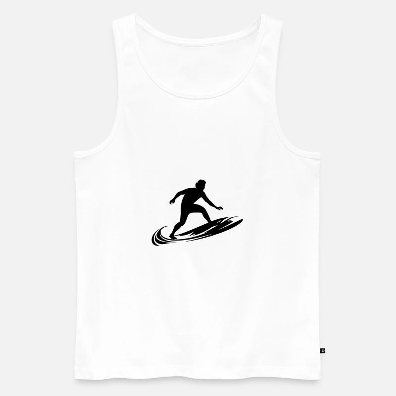 Surfer Mann Silhouette - Männer Premium Bio Tank Top - Weiß