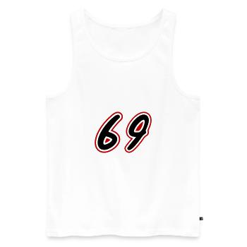 69 Zahl Symbol - Männer Premium Bio Tank Top - Weiß - Vorne - Michal (187cm)