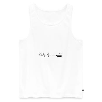 Pfanne Puls Herzschlag - Männer Premium Bio Tank Top - Weiß - Vorne - AI Model Male 178 light (178cm)