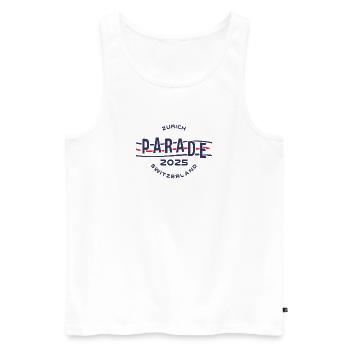 Parade 2025 Zurich Switzerland - Männer Premium Bio Tank Top - Weiß - Vorne - Michal (187cm)