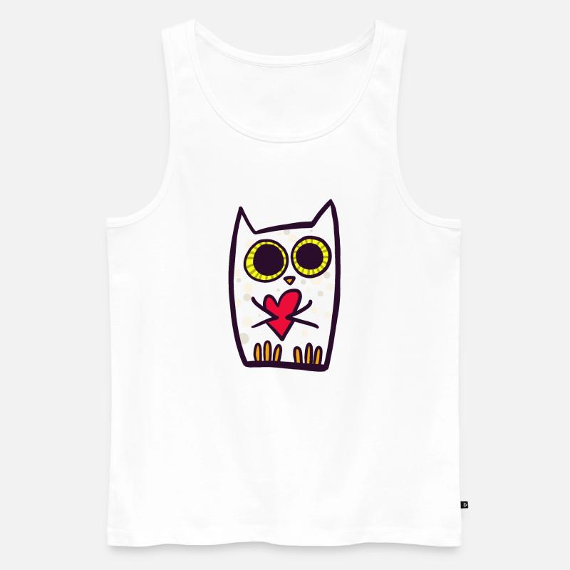 Eule mit Herz - Männer Premium Bio Tank Top - Weiß