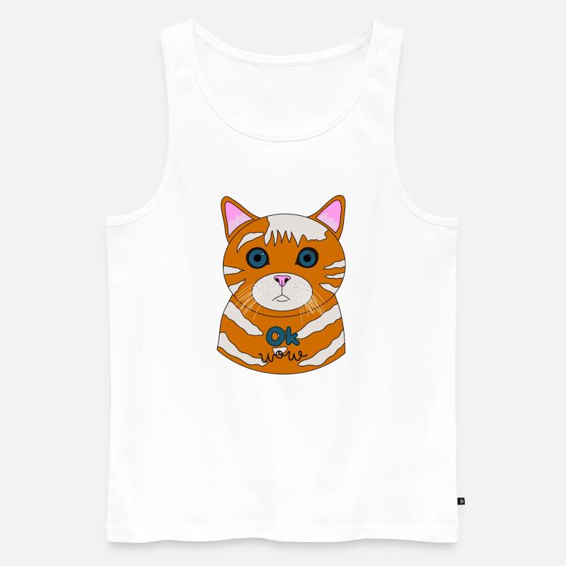 Erstaunte Katze Ok Wow - Männer Premium Bio Tank Top - Weiß