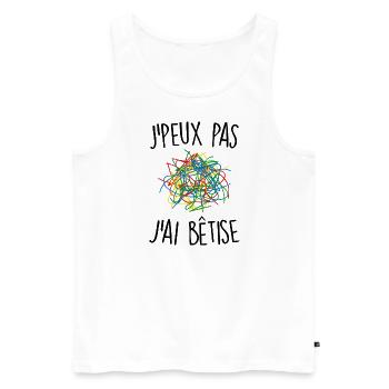 J'peux pas j'ai bêtise - Débardeur bio Premium Homme - blanc - Devant - Michal (187cm)