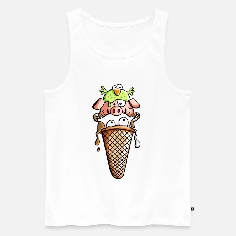 Bauernhoftier Eiscreme - Tiere - Eis - Kinder -Fun - Männer Premium Bio Tank Top - Weiß