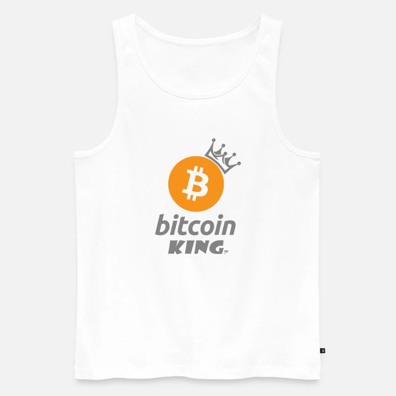 Bitcoin King Crown Logo Tee - Männer Premium Bio Tank Top - Weiß