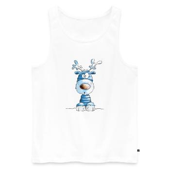 Rennes de Noël bleus par MODARTIS - Débardeur bio Premium Homme - blanc - Devant - Michal (187cm)