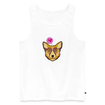 Geometric Dog with Heart - Men's Premium Organic Tank Top - white - Front - AI Model Male 178 light (178cm)