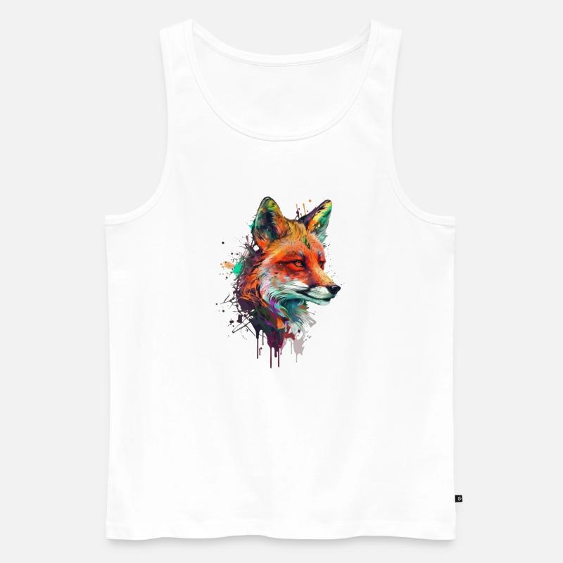 fuchs mit bunten farbklecksen - Männer Premium Bio Tank Top - Weiß