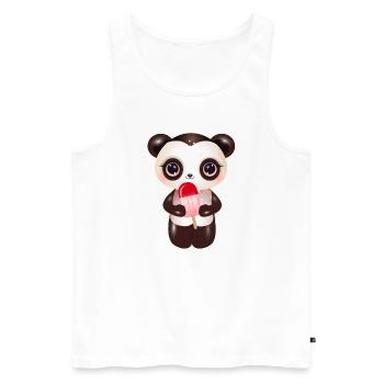 niedlicher Panda mit rotem Eis am Stil - Männer Premium Bio Tank Top - Weiß - Vorne - Michal (187cm)