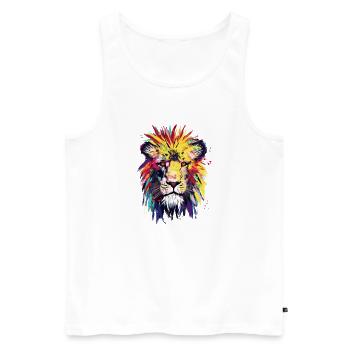 Aquarelle de Lion - Débardeur bio Premium Homme - blanc - Devant - Michal (187cm)