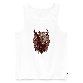 Bull's Head - Men's Premium Organic Tank Top - white - Front - AI Model Male 178 light (178cm)