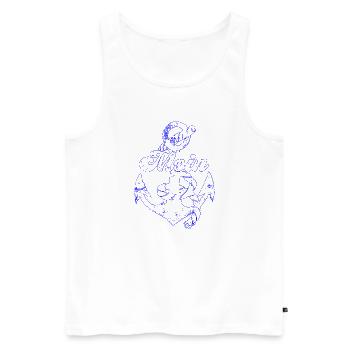 Moin mit Anker Vintage Design - Männer Premium Bio Tank Top - Weiß - Vorne - Michal (187cm)