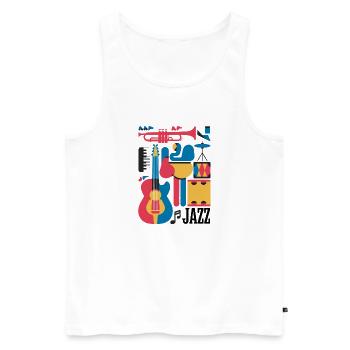 Happy Musical Notes and Instruments Illustration - Men's Premium Organic Tank Top - white - Front - AI Model Male 178 light (178cm)