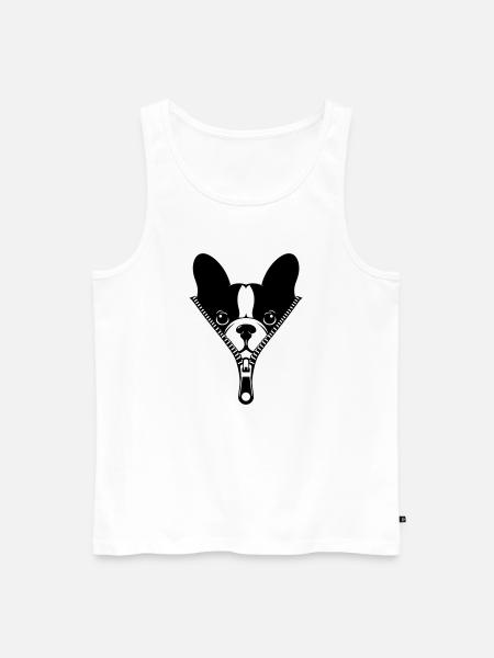French Bulldog in a Zipper - Men's Premium Organic Tank Top - white
