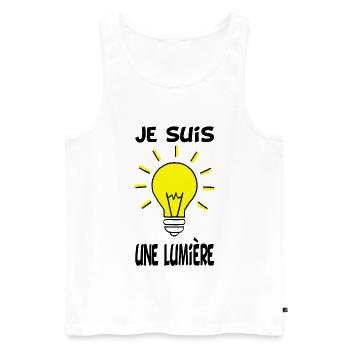 Je suis une lumière - Débardeur bio Premium Homme - blanc - Devant - Michal (187cm)