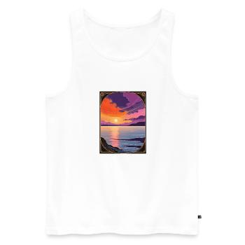 Envoûtant coucher de soleil côtier - Débardeur bio Premium Homme - blanc - Devant - AI Model Male 178 light (178cm)
