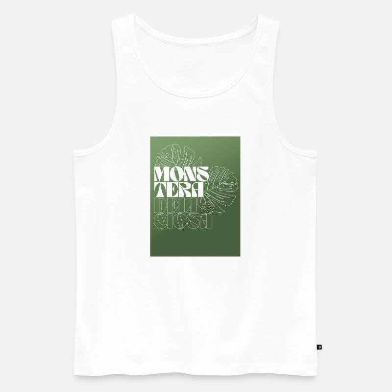 Monstera Botanical Line Art Design - Männer Premium Bio Tank Top - Weiß