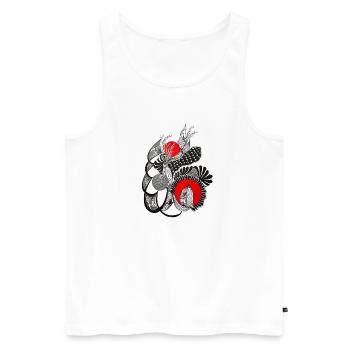Monochrome flower circles with red - Men's Premium Organic Tank Top - white - Front - AI Model Male 178 light (178cm)