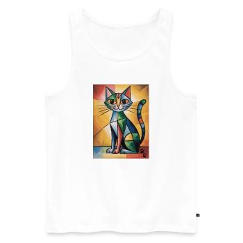 Cat Cubic - Men's Premium Organic Tank Top - white - Front - AI Model Male 178 light (178cm)