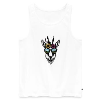 Gams Illustration Mountains Summer - Men's Premium Organic Tank Top - white - Front - AI Model Male 178 light (178cm)