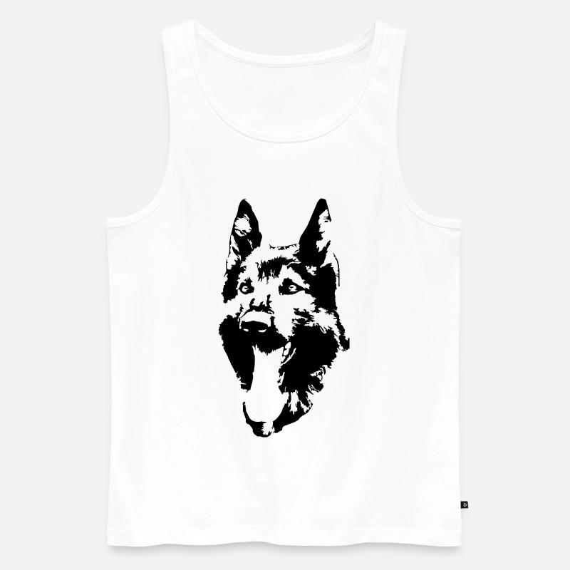 Deutscher Schäferhund Kopf - Männer Premium Bio Tank Top - Weiß