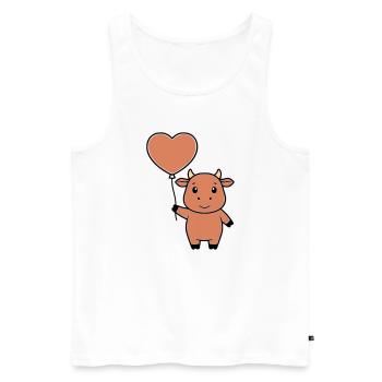 Süße Kuh Herz Ballon Liebe Vektor - Männer Premium Bio Tank Top - Weiß - Vorne - AI Model Male 178 light (178cm)