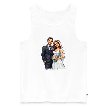 Jeunes mariés de dessins animés mariés - Débardeur bio Premium Homme - blanc - Devant - AI Model Male 178 light (178cm)
