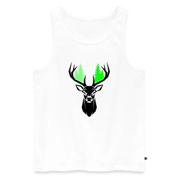Deer Head Fir Trees Natural Green - Men's Premium Organic Tank Top - white - Front - Michal (187cm)