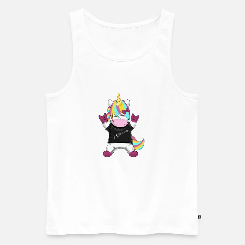 Regenbogen Einhorn Rocker - Männer Premium Bio Tank Top - Weiß