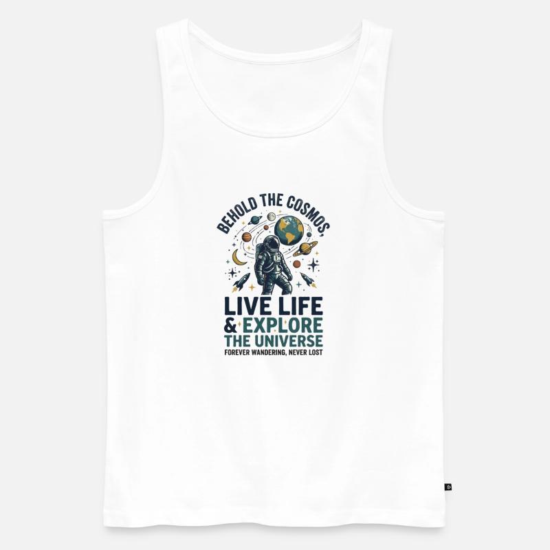 Kosmosheld: Lebe Leben, Erkunde Universum - Männer Premium Bio Tank Top - Weiß