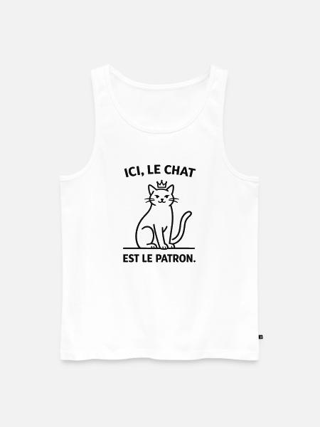 Ici Le Chat Est Le Patron - Débardeur bio Premium Homme - blanc