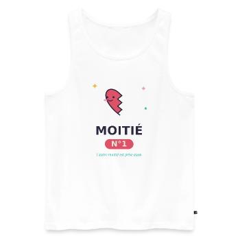 Moitié Coeur N°1 Sourire - Débardeur bio Premium Homme - blanc - Devant - Michal (187cm)