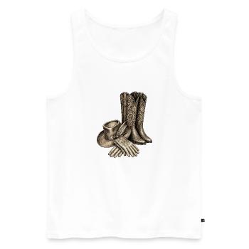 Verzierte Westernstiefel - Männer Premium Bio Tank Top - Weiß - Vorne - Michal (187cm)